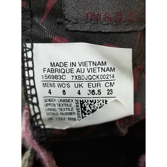 JOKER Converse Black Hi Tops Unisex Womens Size 6 Mens 4 DC Comics EU 36.5 - Picture 9 of 10